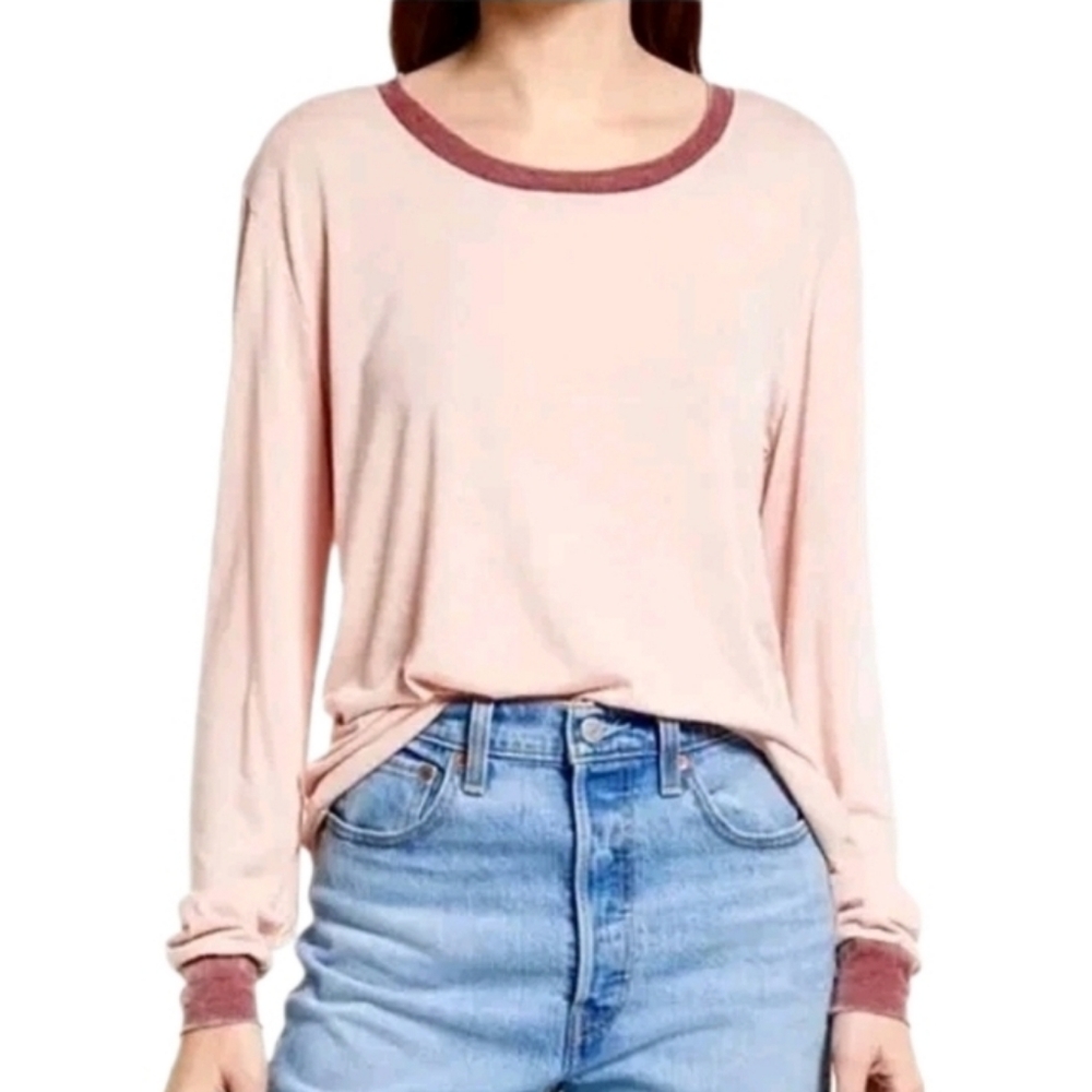 Treasure & Bond Shirt Nordstrom Long Sleeve Soft Ringer Tee Size L
